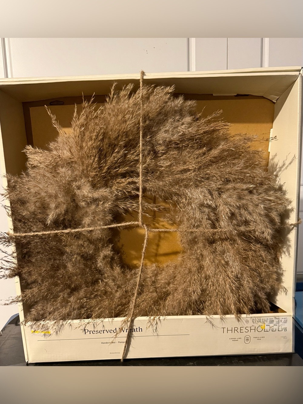 Threshold Natural Brown Preserved Pampas Grass Wreath